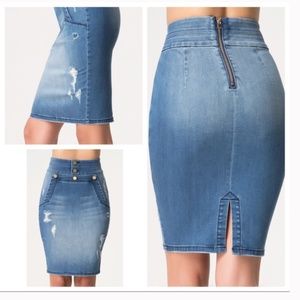 NWT! Bebe High Waisted Bodycon Denim Pencil Skirt
